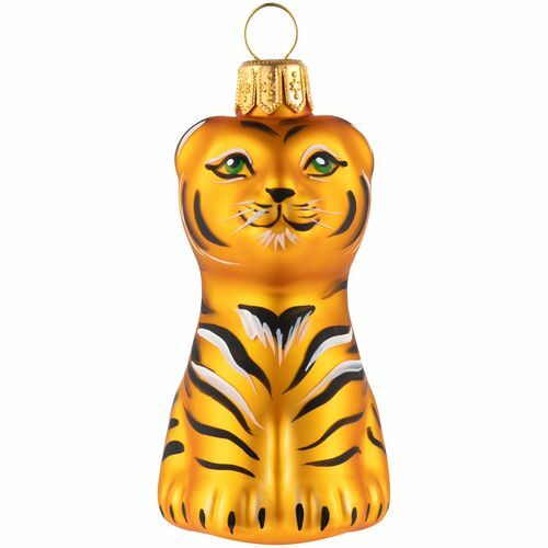 Елочная игрушка «Бенгальский тигр» в коробке, золотистая с росписью,&nbsp;14057.00
